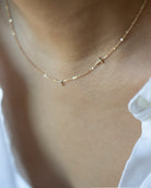 Personalized Asymmetrical 14k solid gold initials necklace. 