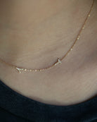 Personalized Asymmetrical 14k solid gold initials necklace. 