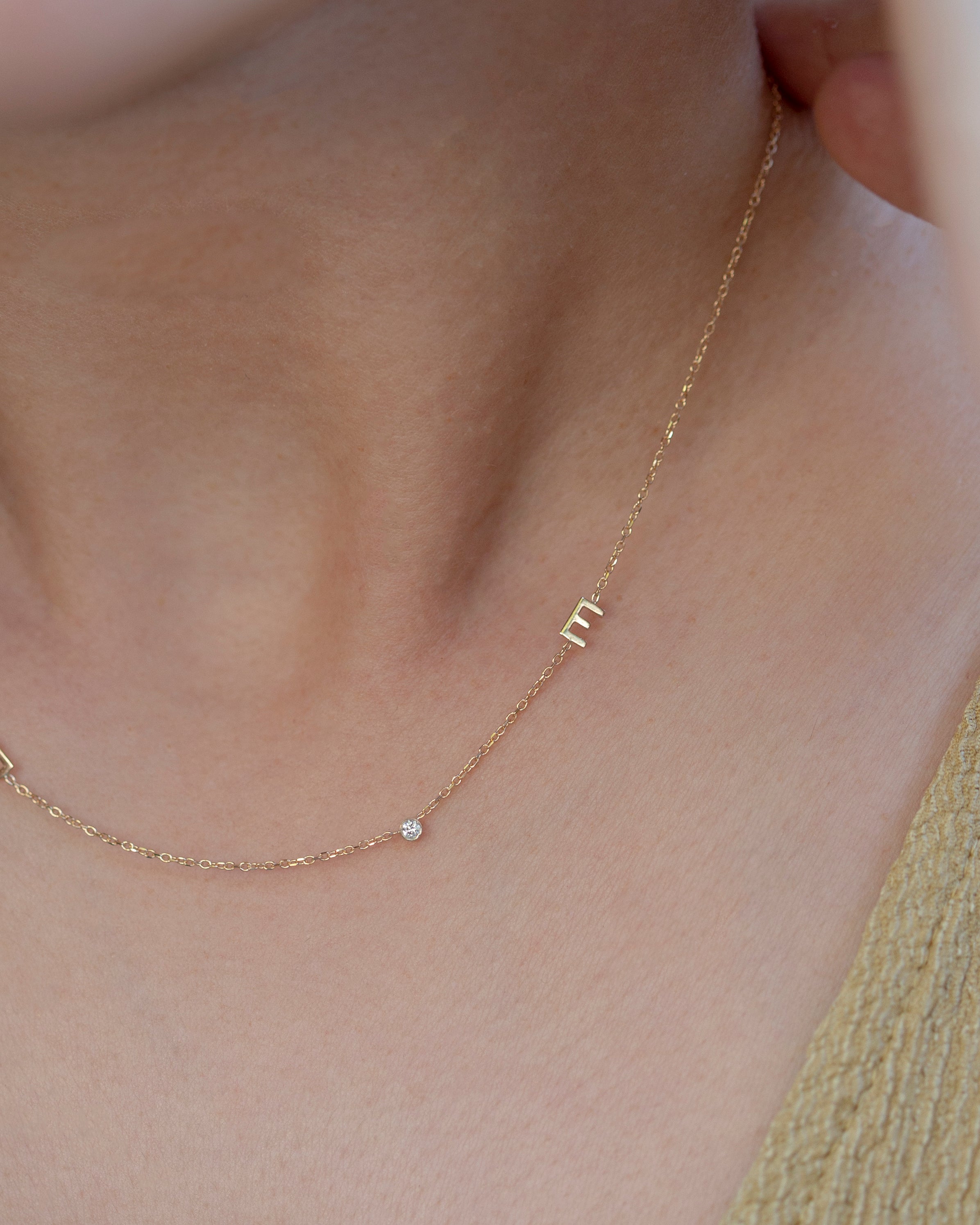 Sideways Initial Necklace, 14K Solid Gold Initial Necklace,personalized  Name,gift for Her,valentine's Day Gift, Asymmetrical Letter Necklace - Etsy