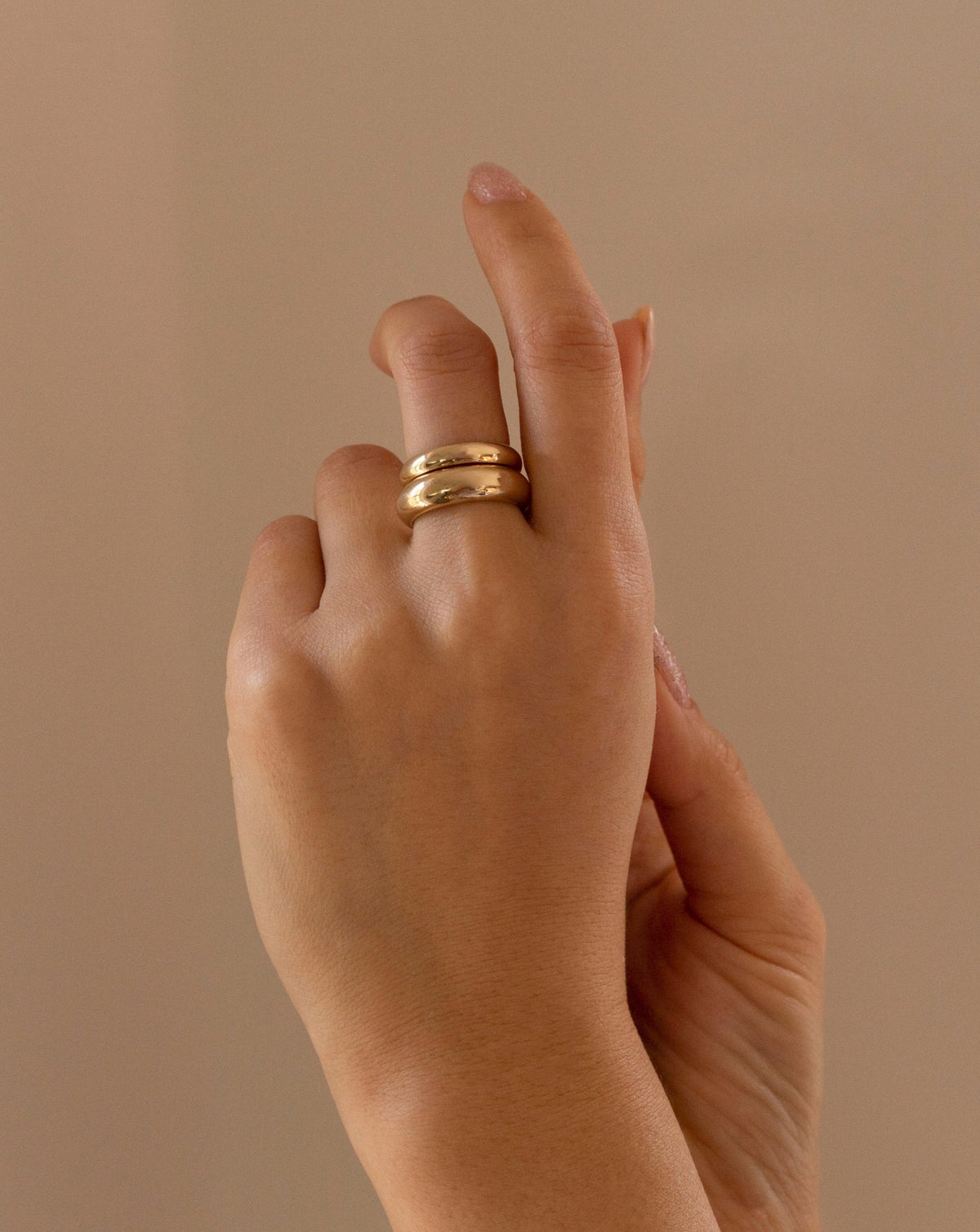 Dome Ring Stack With Oval Ring 14k Classic Dome Ring – E&E PROJECT