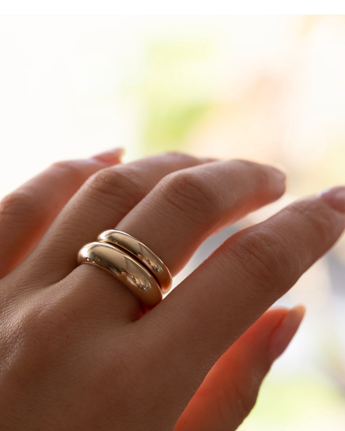 Dome Ring Stack With Oval Ring 14k Classic Dome Ring – E&E PROJECT