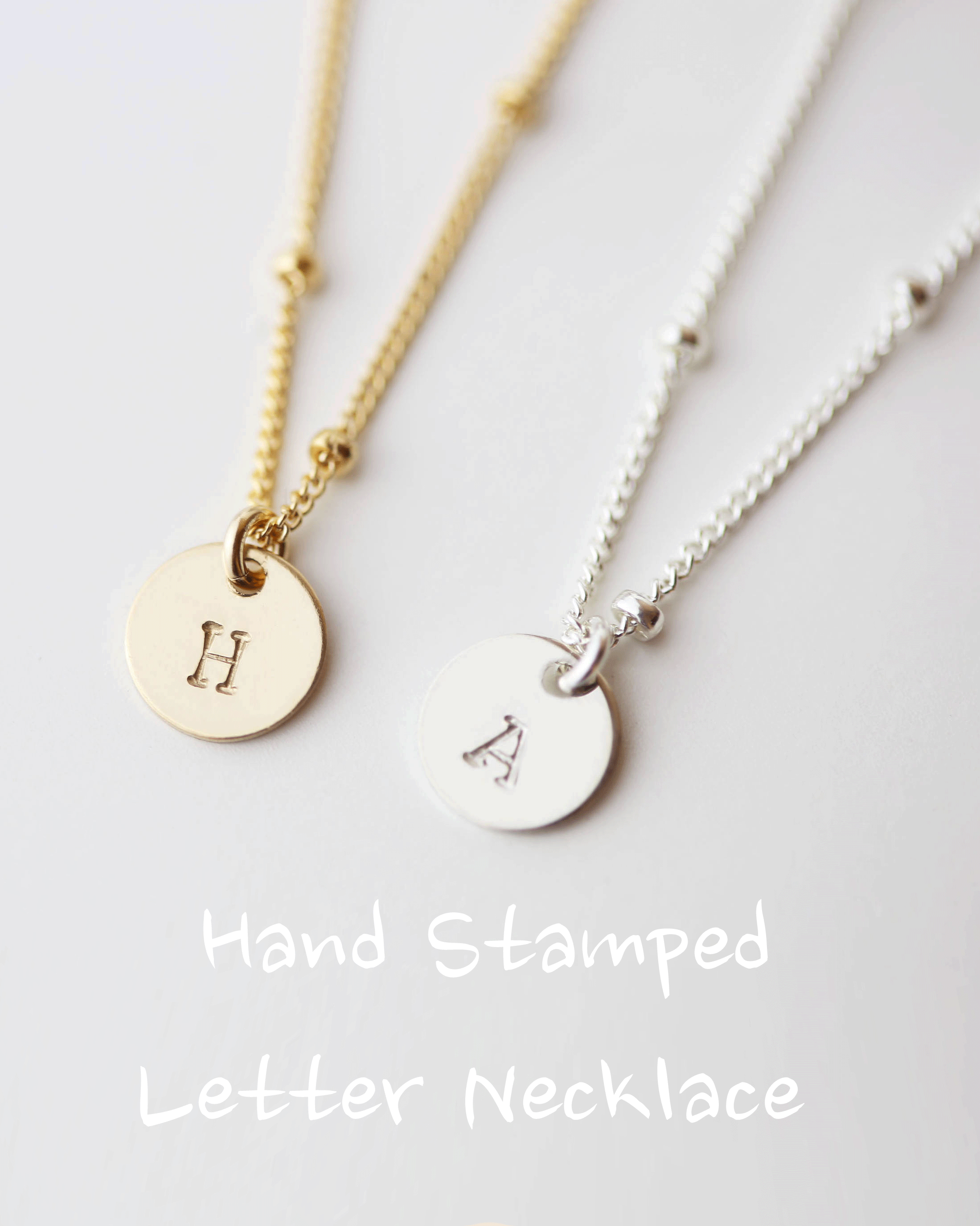 Medium Hand-Stamped Initial Necklace