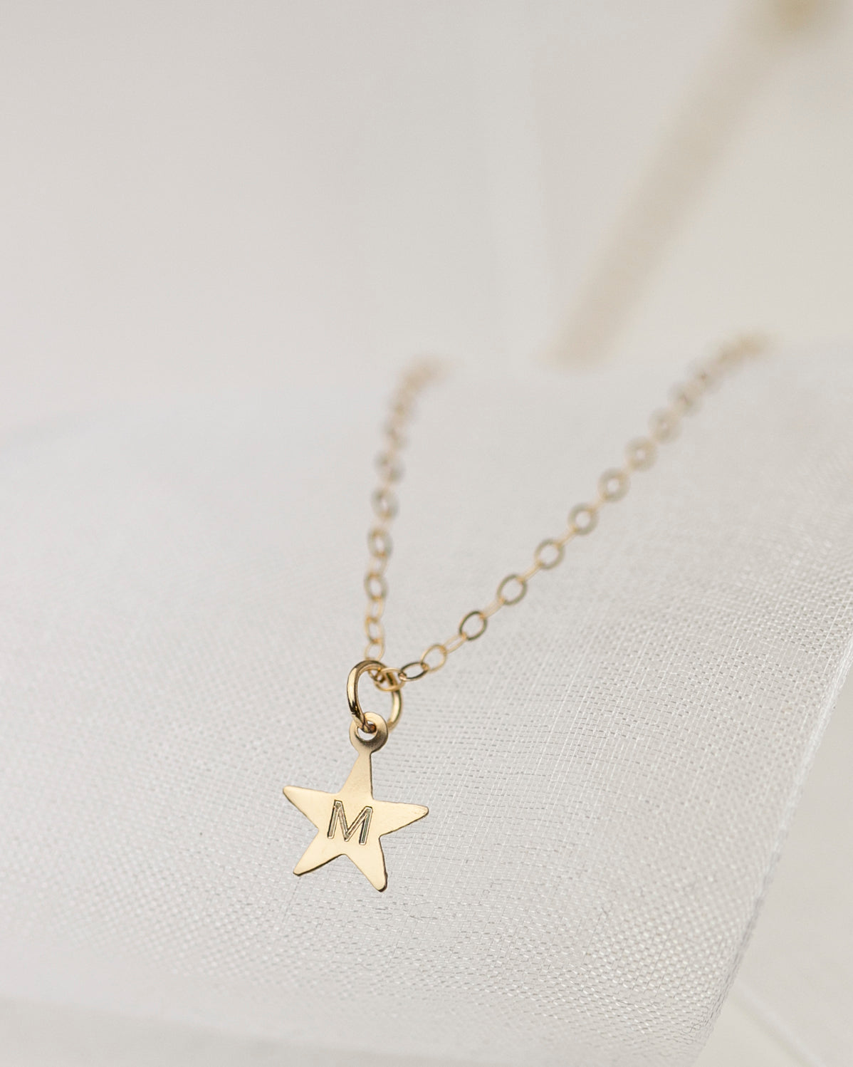 initial engraved star charm necklace