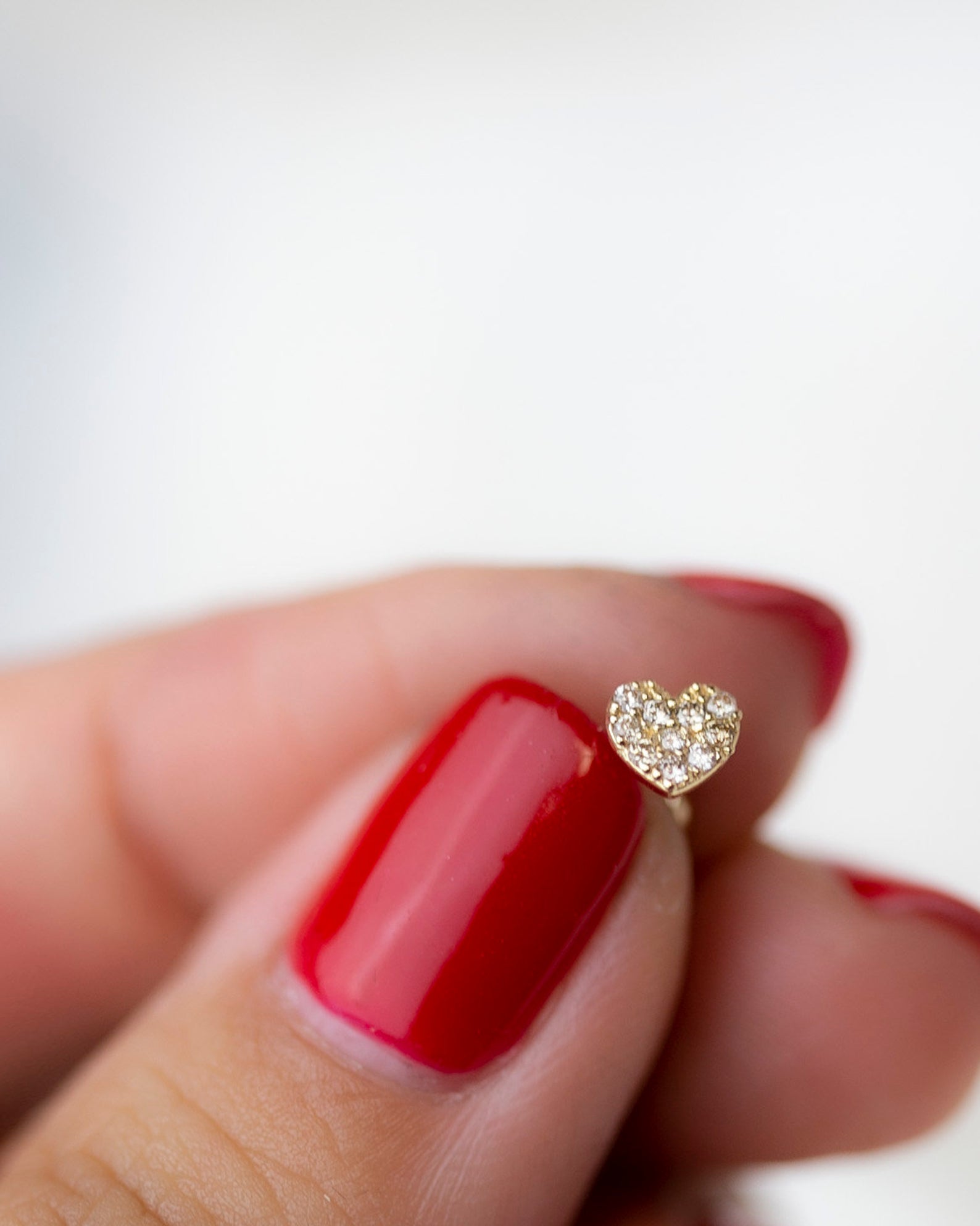 Mini Diamond heart Barbell Ear Stud for Cartilage