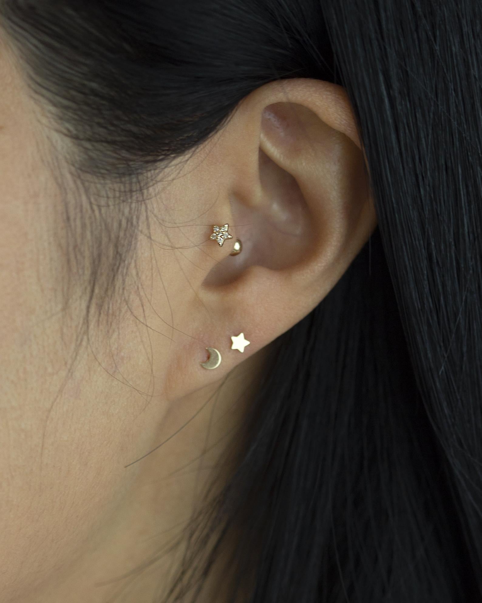 star and moon studs for Cartilage piercings