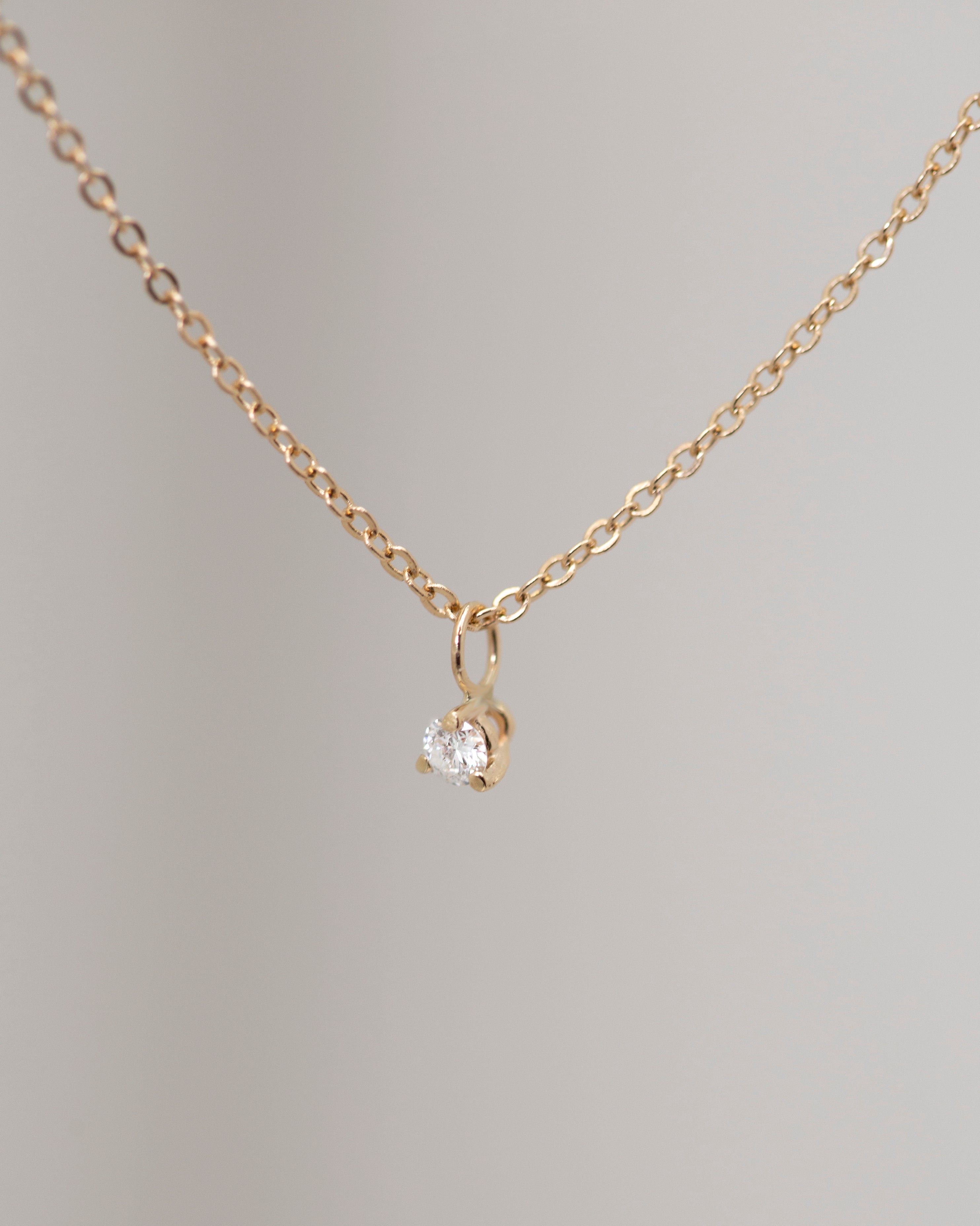 Baby Diamond Solitaire Necklace
Cute twist on a classic diamond solitaire necklace